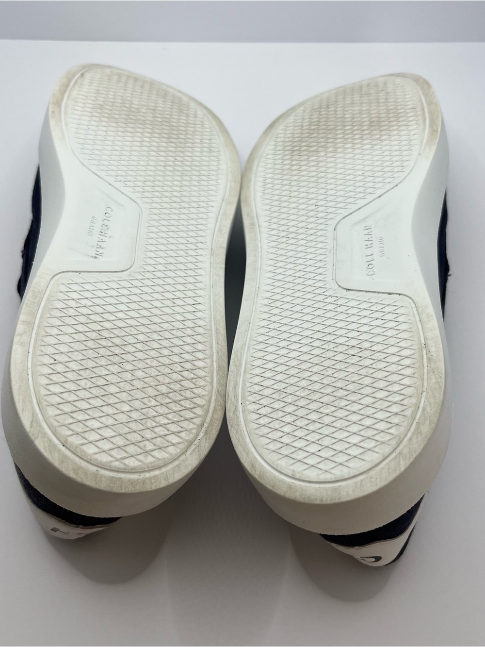 Cole Haan Navy Canvas Penny Loafers with White Platform Sole - Picture 4 of 5